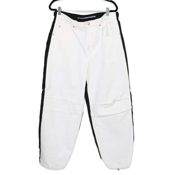 Alexander Wang Women's Black and White Denim And Nylon Jean - Used - Size 27 - Picture 2 of 6